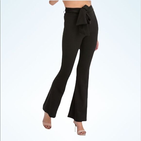 YoYo 5 Flare Leg Pants Women’s Techno Crepe Solid WideBelt Classiccore Retrocore - Picture 1 of 7